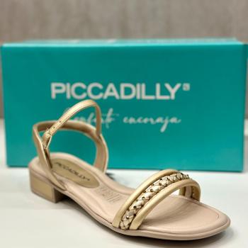 Sandália Piccadily Feminina  590084 Ouro Metalizada 50151