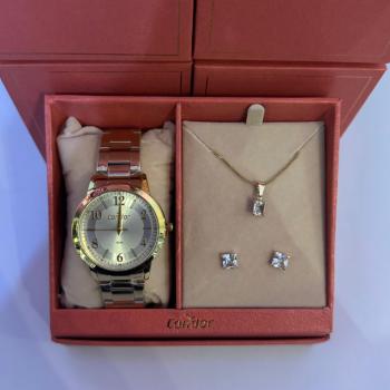 Kit Relógio Condor Dourado Feminino Com Brinco e Colar CO2035MZT/K4X 50670