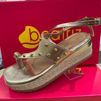 Sandália Beatriz Feminina Flatform 313700/99 Dourada 49797 112