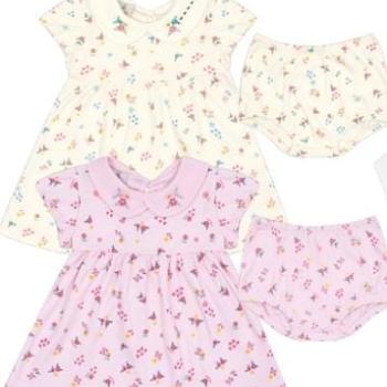 Conjunto Kiko e Kika Feminino Bebê 14561 Vestido Manga Curta/ Cobre Fralda P ao G 43942