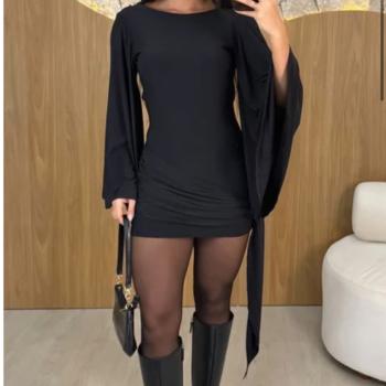 Vestido Feminina Importado SC Tecido Manga Longa Bufante 51487