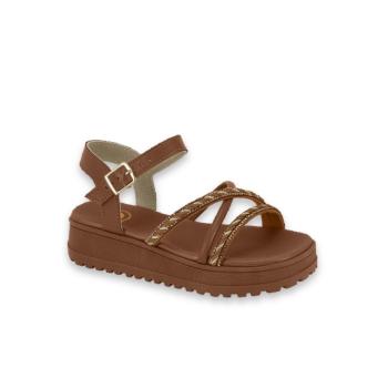 Sandalia Molekinha 2375101 Ouro Rosado/Camel/Dourado 44306 k26
