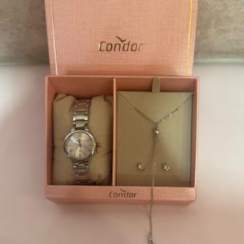 Kit Relógio Condor Feminino Prata C/ Colar e brincos CO2035NMF 52078