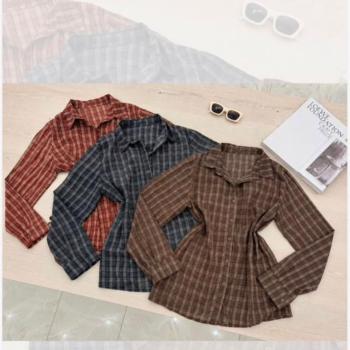 Blusa Camisa Feminino Importado SC Manga Longa 8620  Xadrez 51378
