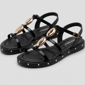 Sandalia piccadilly Feminina C/Detalhes Metalicos Dourado 445006 51935