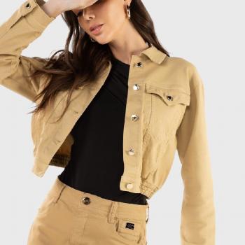Jaqueta Cropped livin Sarja feminina 52356 Amendoa 47590