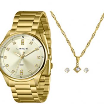 Relógio Lince Feminino + kit Colar e Brincos LRGH246L40 48036