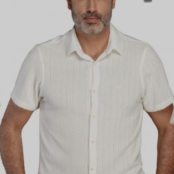 Camisa Social MX Masculina  Fit Malha Trabalhada 25527 48872