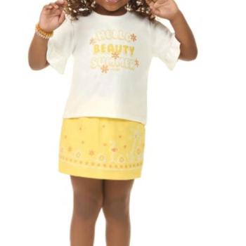 Conjunto Kaiani Feminino Infantil 12525 Blusa/Shorts Saia 4 ao 10 45125 k26