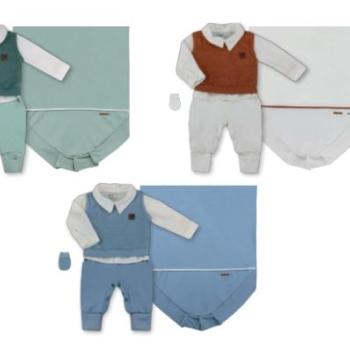 Saída Maternidade Mydouu Baby Masculina 20051 C/4 Peças 44631 k26