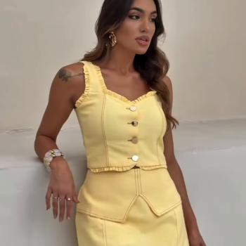 Conjunto Feminino Importado SC Cropped e Short Saia 51834