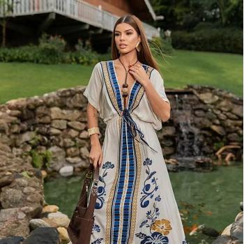 Vestido Jilem De Manga e Amarração no Busto 50503