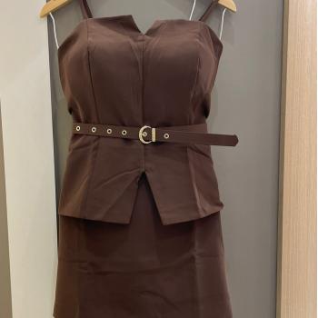 Conjunto Saia e Blusa com Cinto Plus Feminina 0718 Importado SC 51313