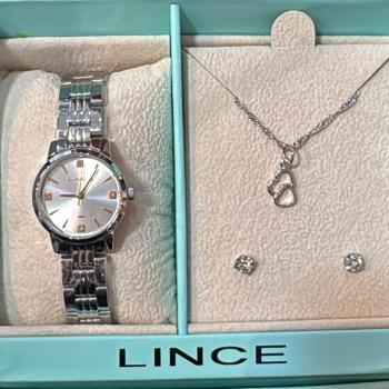 Relógio Lince Feminino Prata Com Kit Colar e Brincos LRMH004L25 51071