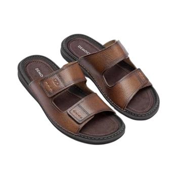 Sandalia Slid Democrata Masculina Conhaque em Couro 6931103 51648 141