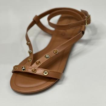 Sandália Beira Rio Feminina Rasteira 8367878 Camel 50137