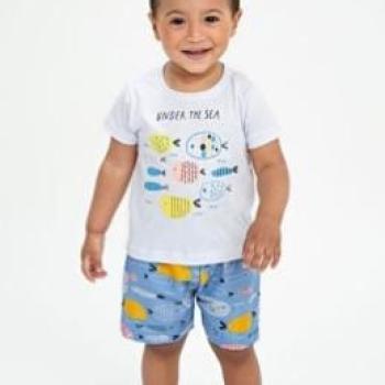 Conjunto Fashion Kids Masculino Bebê 9849 Camiseta/Bermuda P ao G 44263 K26