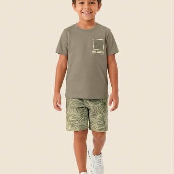 Conjunto Malwee Masculino Infantil 1000141016 Camiseta/Bermuda 4 ao 8 45503 k26