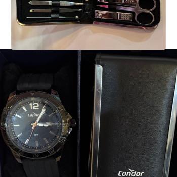 Kit Relogio Condor Preto Masculino CO2115NDL/K5P + Estojo Tesoura e Cortador 50662