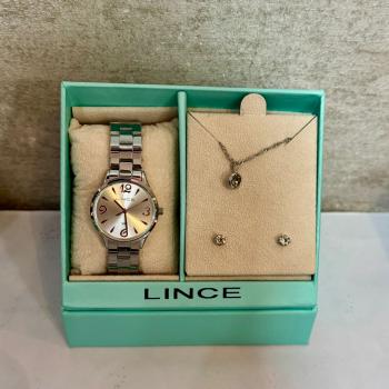 Relógio Lince Feminino Prata Com Kit Colar e Brincos LRMH007L30 51082