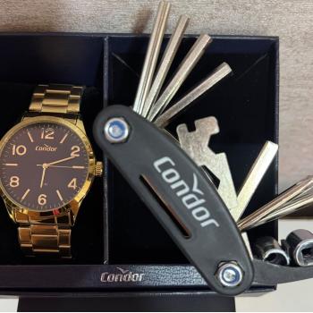 Relógio Condor Masculino Dourado Com Kit de Ferramentas CO2035NFL/K4P 51043