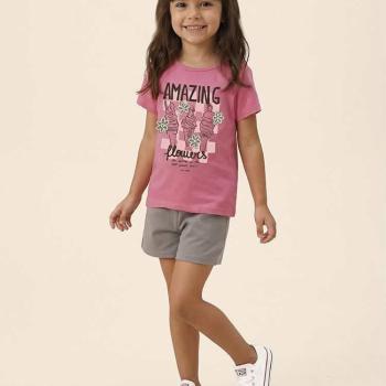 Conjunto Malwee Feminino Infantil 1000139156 Blusa/Shorts 4 ao 8 45223 k26