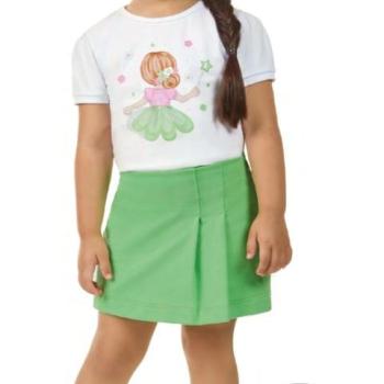 Conjunto Kaiani Feminino Infantil 12524 Blusa/Shorts Saia 4 ao 10 45124 k26