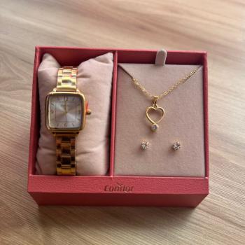 Kit Relógio Condor Feminino Dourado Com Colar e Brincos CO2035NSS/K4K 49861