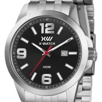 Relógio X-Watch Masculino Prata Com Mostrador Preto XMSS1064 51076