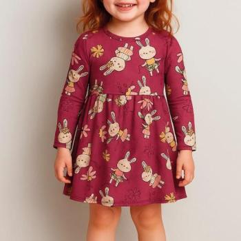 Vestido Malwee Infantil Curto Rodado 1000136532 Manga Longa 4 ao 8 44583 k26