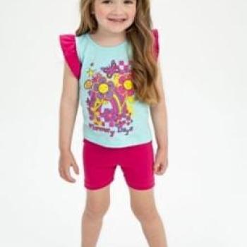 Conjunto Fashion Kids Feminino Infantil 9805 Blusa/Shorts Cotton 1 ao 3 44253 k26