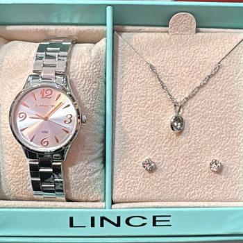 Relogio Lince Feminino Prata Com Kit Colar e Brincos LRMH007L30 51068