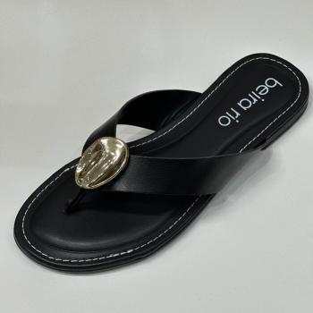 Sandália Beira Rio Feminina Rasteira 8552206 Preta 50139