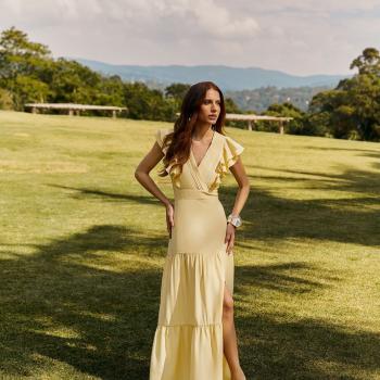 Vestido La Vida Feminino Bom babados nas mangas 250251 48445