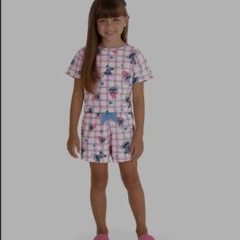Conjunto Malwee Feminino Juvenil Stitch 1000130034 Blusa/Shorts 10 ao 12 43202