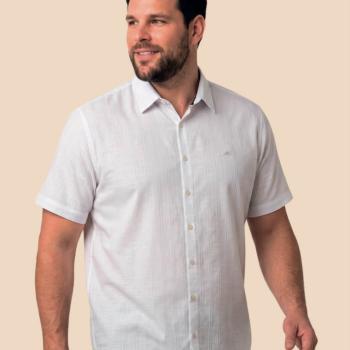 Camisa Social MX Masculina Plus Size M/C Algodão Viscose 26527 51946