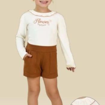 Conjunto Tiny Joy Feminino Infantil 12407 Blusa Manga Longa/Shorts 4 ao 8 44331