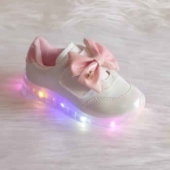 Tênis Mini Sua Cia 706800724 C/Led Branco/Branco Perolizado/Rosa 43315