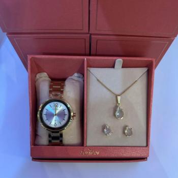 Kit Relógio Condor Dourado Feminino Com Brinco e Colar CO2035NBS/K4D 50682