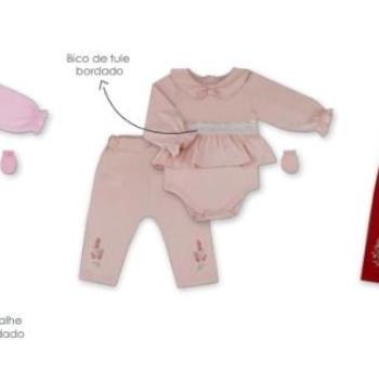 Conjunto Pagão Mydouu Baby Recém Nascido Feminino 40123 C/3 Peças 44635 k26