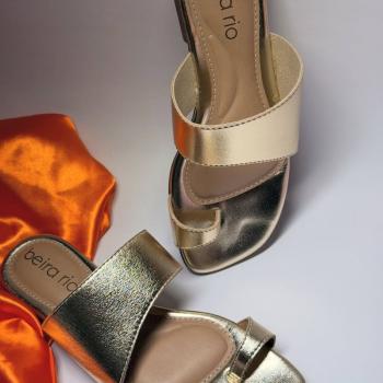 Sandalia Rasteira Beira Rio Dourada 8560202 49498