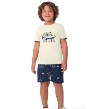 Conjunto Malwee Masculino Infantil 1000130460 Camiseta/Bermuda 4 ao 8 43055