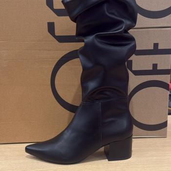 Bota Offline Feminina  580424314 Preta Cano Alto Salto médio 51147
