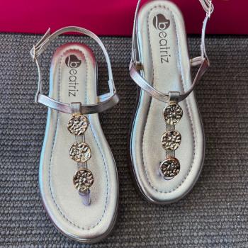 Sandália Flatform Beatriz 368200/17 Ouro 48518
