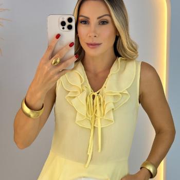 Blusa Feminina Transparente com Babados na Gola 857 49225