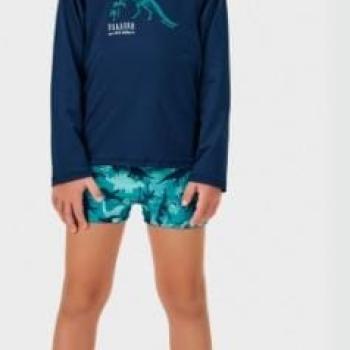 Conjunto Kiko e Kika Masculino Infantil Uv 50+ 14512 Camiseta Manga Longa/Sunga 4 ao 10 43920