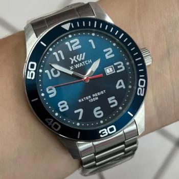 Relógio X-Watch Masculino Prata Com Mostrador Azul XMSS1062 51075