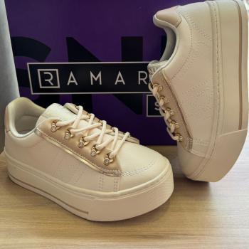 Tenis Casual Ramarim Feminino 2597202 Coconut/Ouro 49099