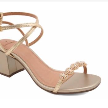 Sandália La Femme Salto Bloco Alto Dourado Feminina 571106421 51978