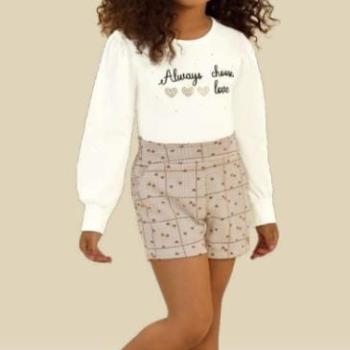 Conjunto Tiny Joy Feminino Infantil 12497 Blusa Manga Longa/Shorts 4 ao 8 44368 k26